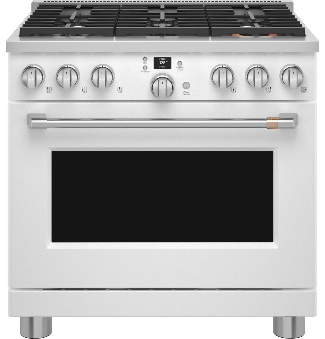 Cafe C2Y366P4TW2 CAF(EBACK)™ 36" Smart Dual-Fuel Commercial-Style Range with 6 Burners (Natural Gas)