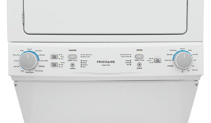 Frigidaire FLCE7523AW Electric Long Vent Stacked Laundry Center - 3.9 Cu. Ft Washer and 5.5 Cu. Ft. Dryer