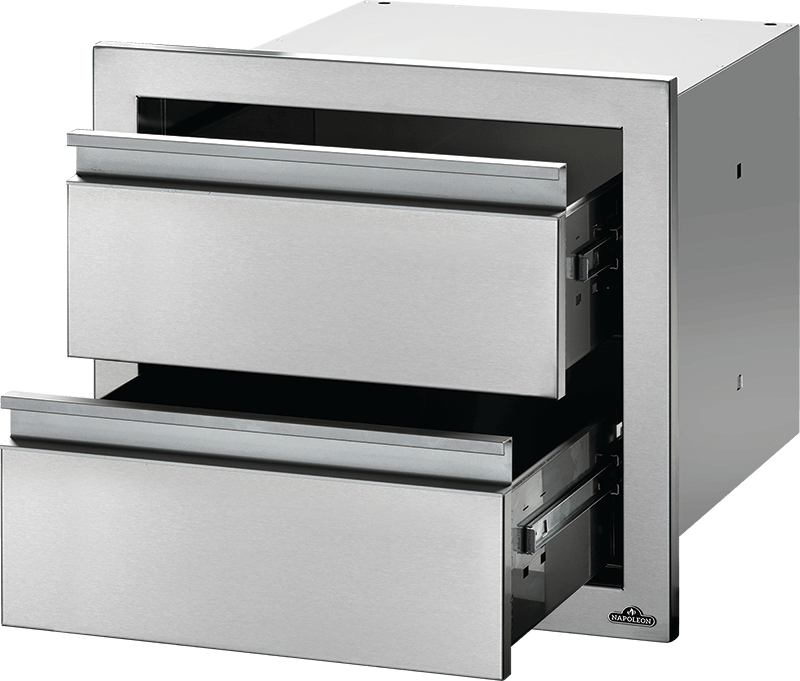 Napoleon Bbq 18 x 16 inch Double Drawer, Stainless Steel