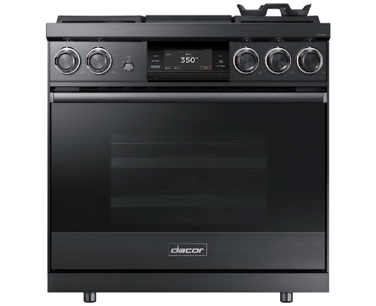 Dacor DOP36M94DPM 36" Pro Dual-Fuel Steam Range, Graphite Stainless Steel, Liquid Propane