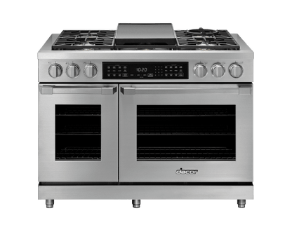 Dacor HDPR48SLP Dual Fuel Pro Range, Silver Stainless Steel, Liquid Propane