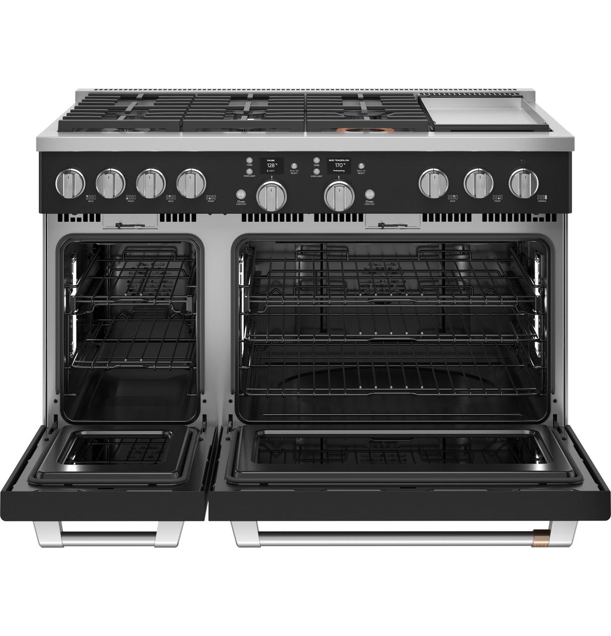 Cafe Caf(eback)™ 48" Smart Dual-Fuel Commercial-Style Range with 6 Burners and Griddle (Natural Gas)