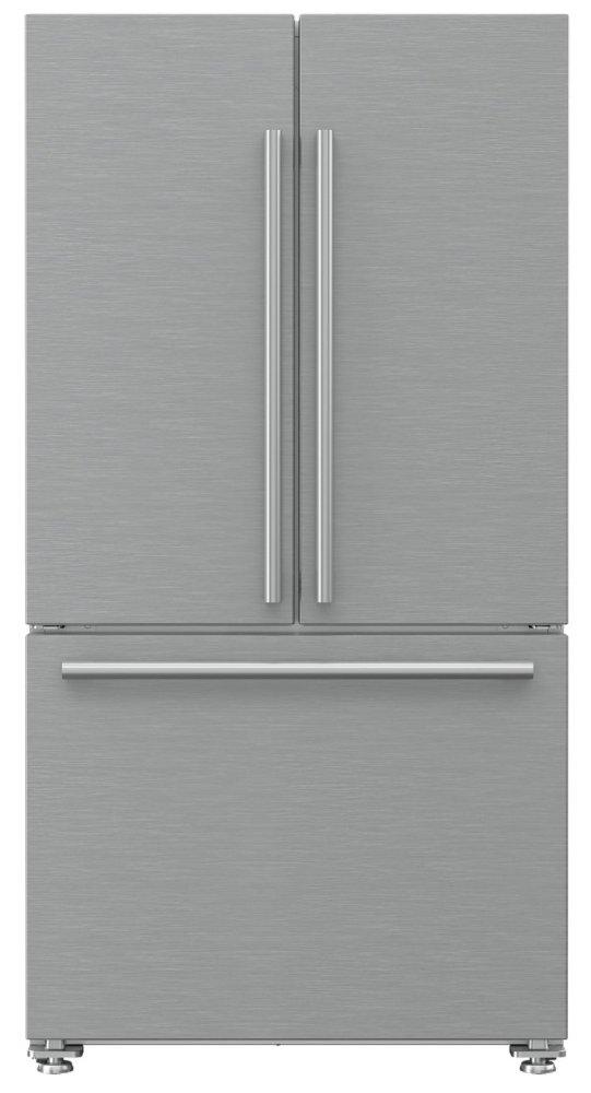 Blomberg Appliances 36in French Door Refrigerator counter depth 22.3 cu ft, stainless doors, stainless handles