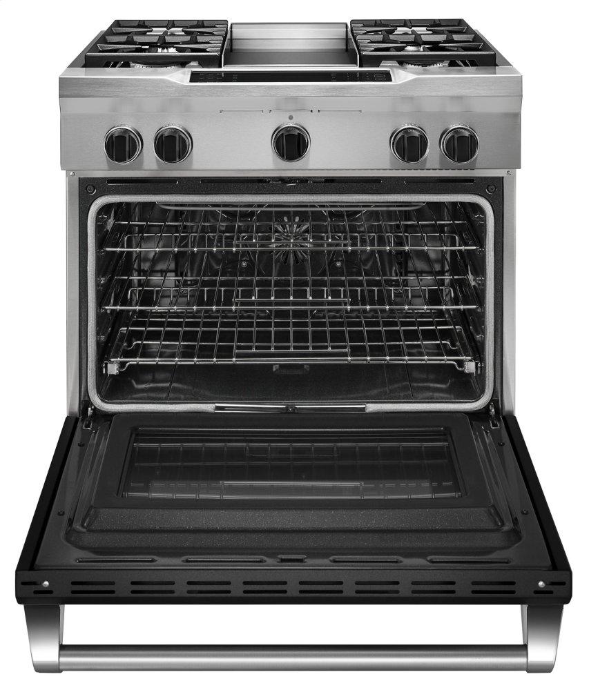 Kitchenaid KDRS463VBK 36'' 4-Burner with Griddle, Dual Fuel Freestanding Range, Commercial-Style - Imperial Black