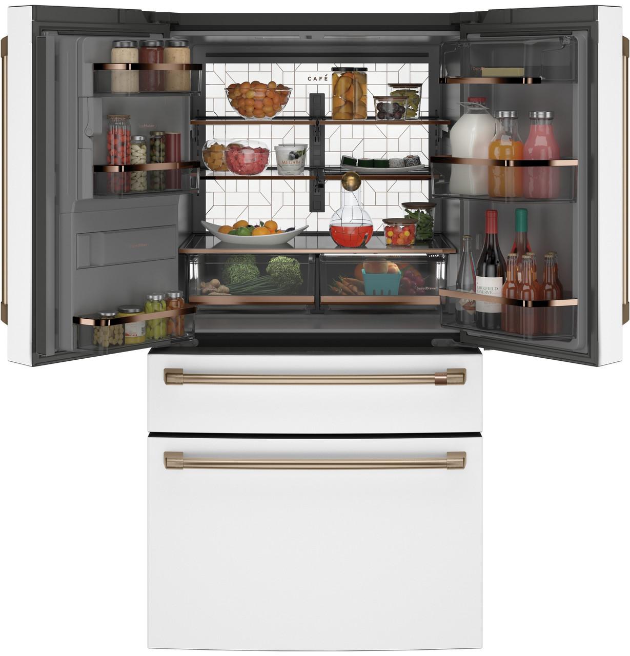 Cafe CXE22DP4PW2 Caf(eback)™ ENERGY STAR® 22.3 Cu. Ft. Smart Counter-Depth 4-Door French-Door Refrigerator