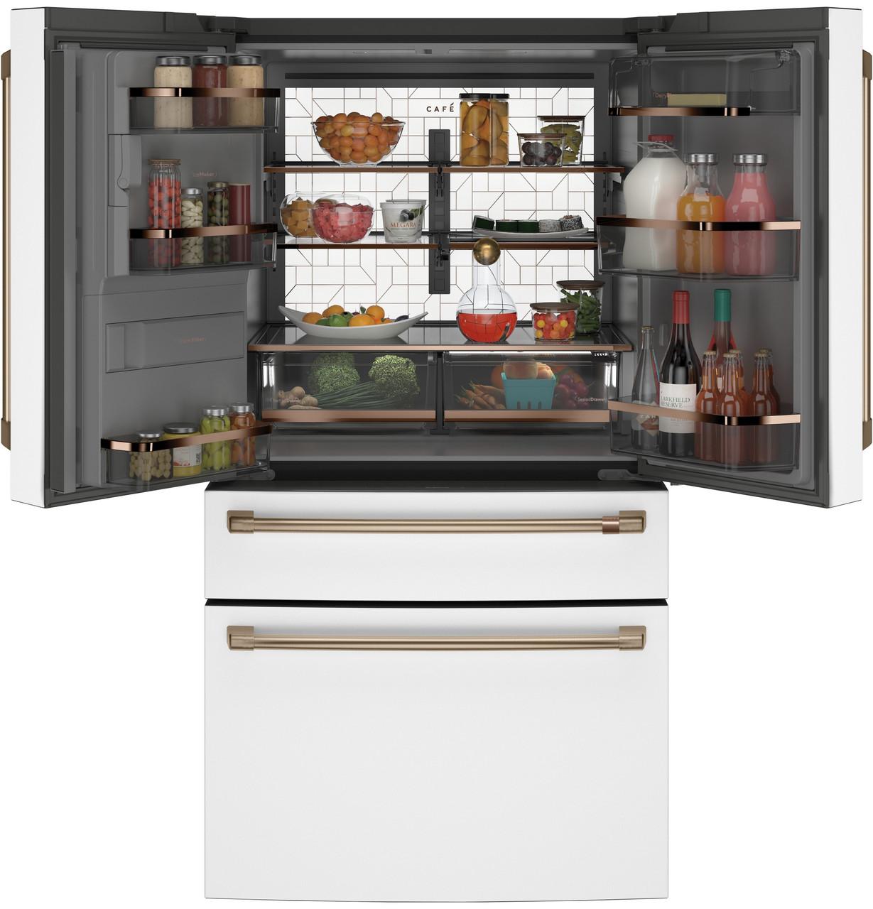Cafe CXE22DP4PW2 CAF(EBACK)™ ENERGY STAR 22.3 Cu. Ft. Smart Counter-Depth 4-Door French-Door Refrigerator