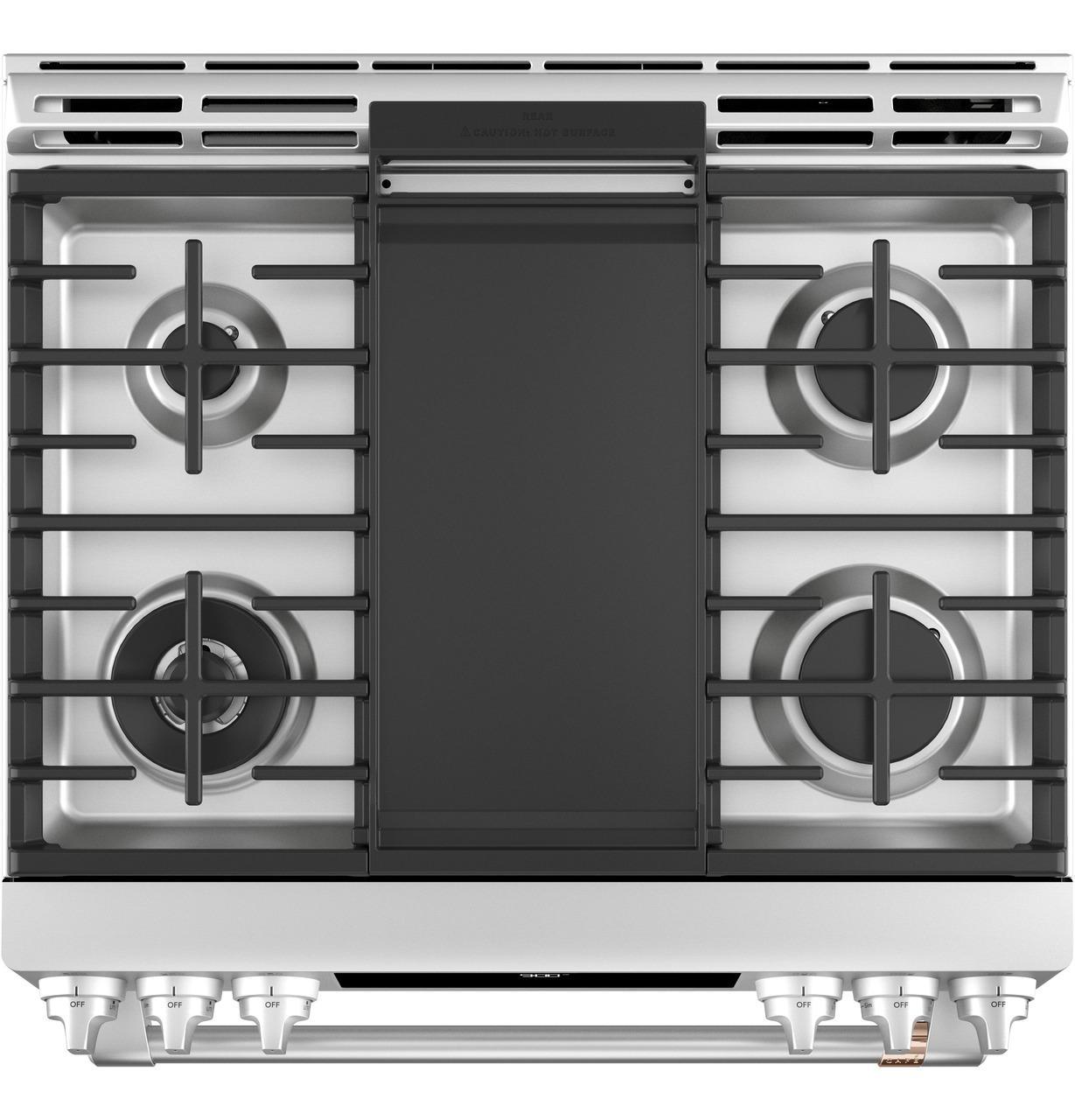 Cafe C2S900P2MS1 CAF(EBACK)™ 30" Smart Slide-In, Front-Control, Dual-Fuel Range with Warming Drawer