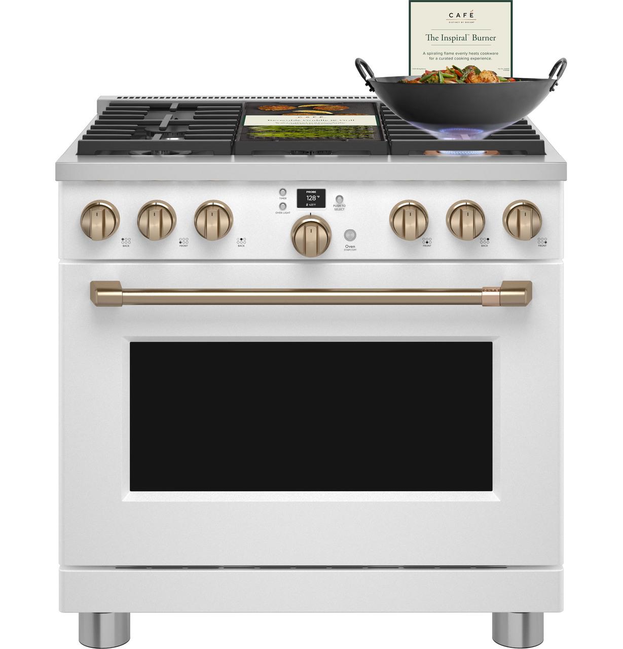 Cafe C2Y366P4TW2 CAF(EBACK)™ 36" Smart Dual-Fuel Commercial-Style Range with 6 Burners (Natural Gas)