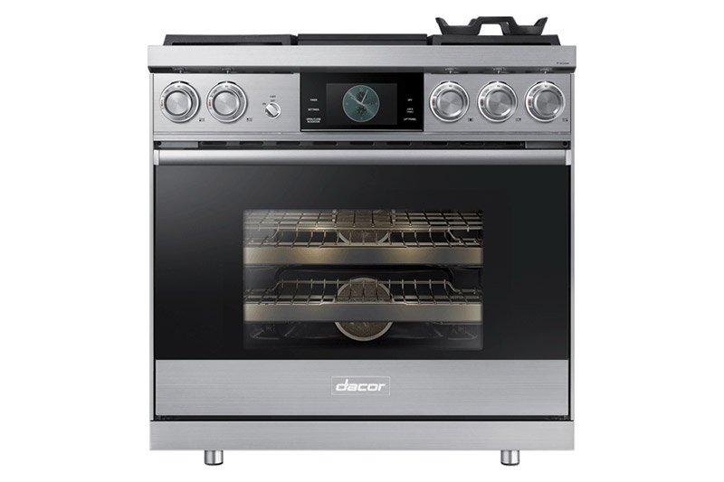 Dacor DOP36M94DPS 36" Pro Dual-Fuel Steam Range, Silver Stainless Steel, Liquid Propane