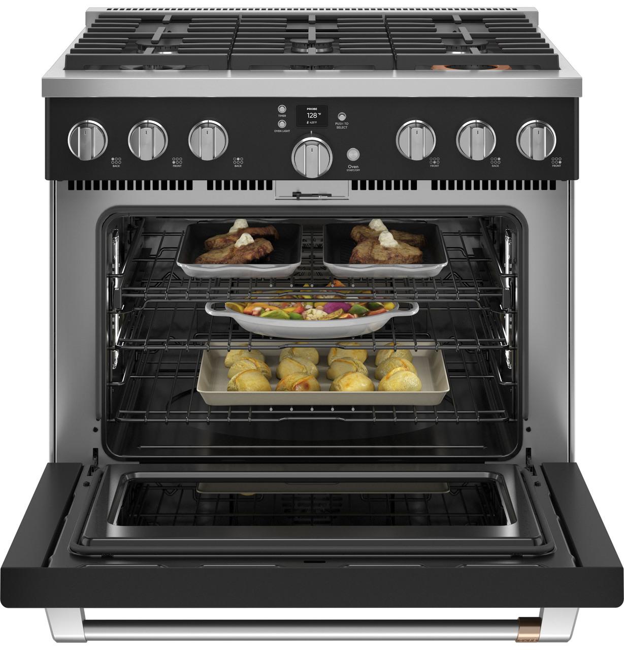 Cafe Caf(eback)™ 36" Smart Dual-Fuel Commercial-Style Range with 6 Burners (Natural Gas)