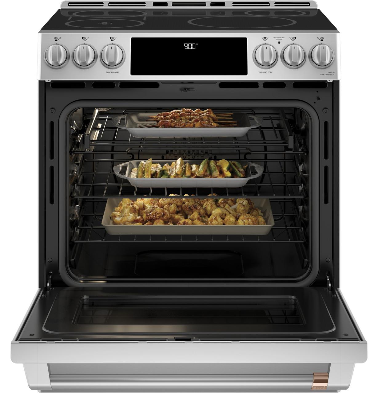 Cafe CHS90XP2MS1 CAF(EBACK)™ 30" Smart Slide-In, Front-Control, Induction and Convection Range with In-Oven Camera