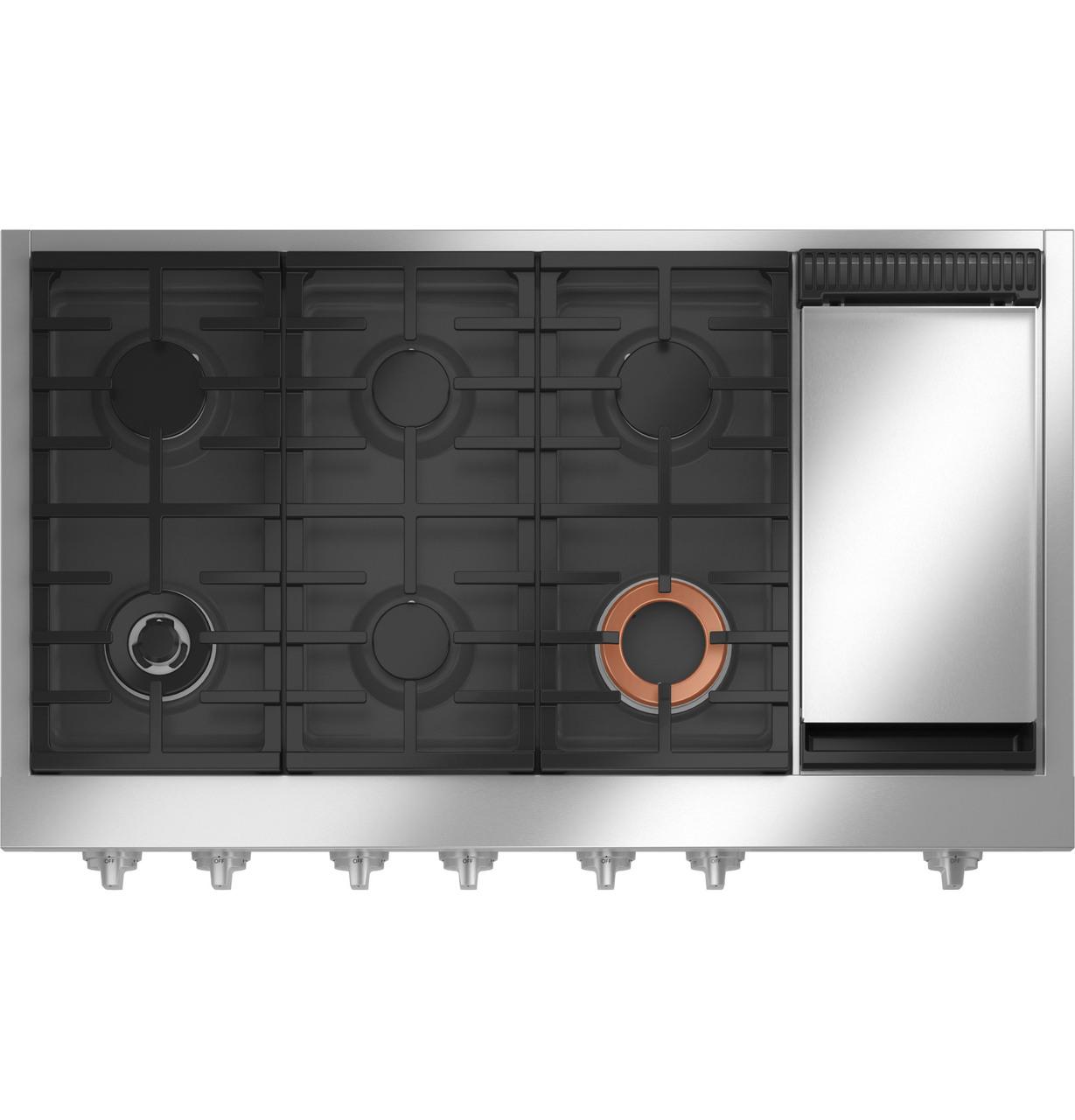 Cafe CGU486P3TD1 CAF(EBACK)™ 48" Commercial-Style Gas Rangetop with 6 Burners and Integrated Griddle (Natural Gas)