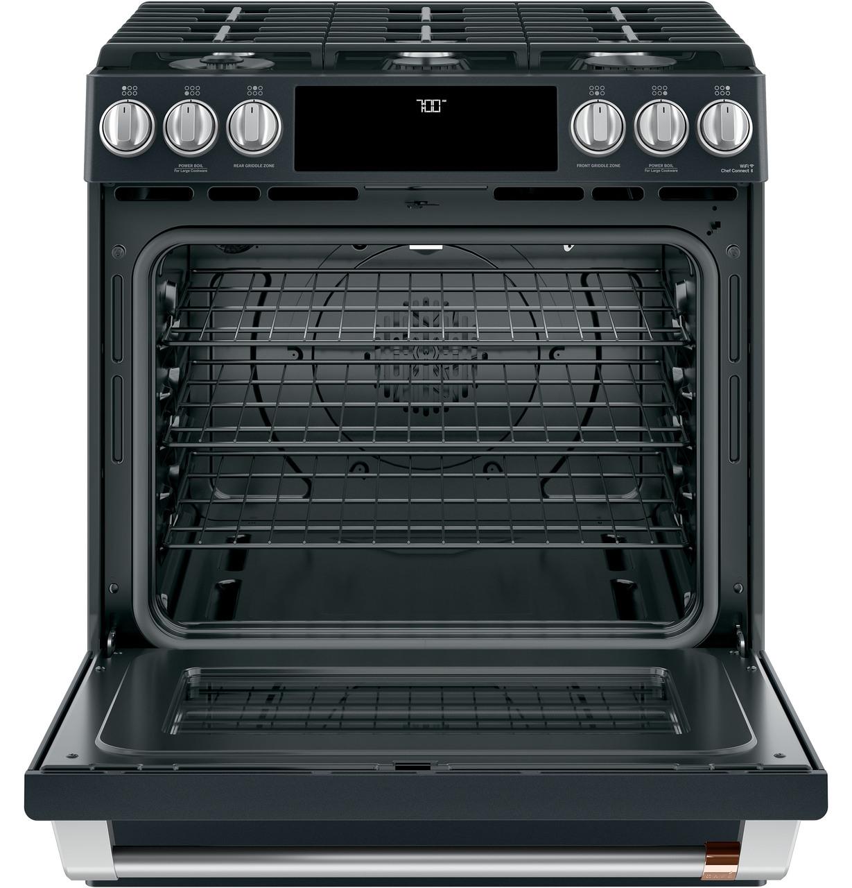 Cafe CGS700P3MD1 CAF(EBACK)™ 30" Smart Slide-In, Front-Control, Gas Range with Convection Oven