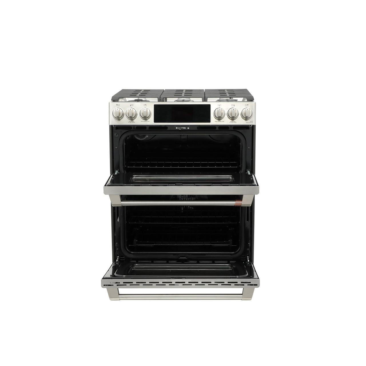 Cafe C2S950P2MS1 CAF(EBACK)™ 30" Smart Slide-In, Front-Control, Dual-Fuel, Double-Oven Range with Convection