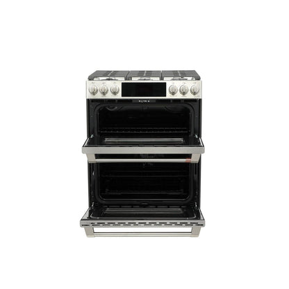 Cafe C2S950P2MS1 CAF(EBACK)™ 30" Smart Slide-In, Front-Control, Dual-Fuel, Double-Oven Range with Convection