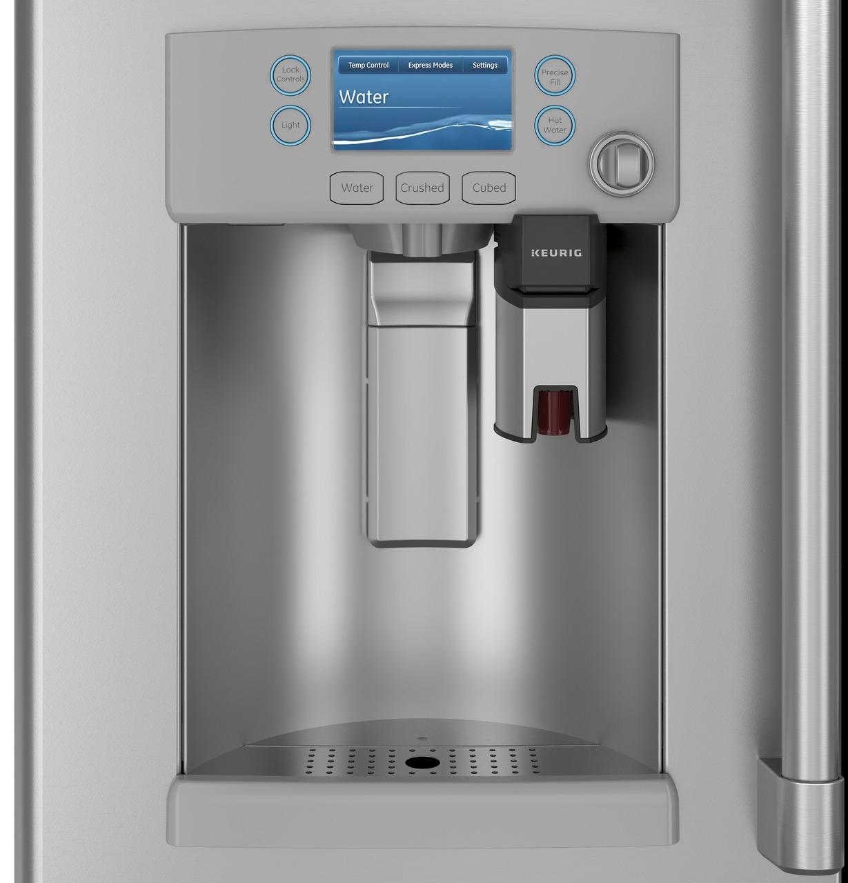 Cafe CYE22UP2MS1 CAF(EBACK)™ ENERGY STAR® 22.1 Cu. Ft. Smart Counter-Depth French-Door Refrigerator with Keurig® K-Cup® Brewing System