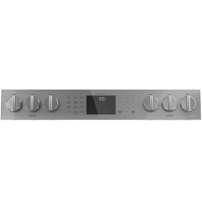 Cafe CGS700M2NS5 CAF(EBACK)™ 30" Smart Slide-In, Front-Control, Gas Range with Convection Oven in Platinum Glass