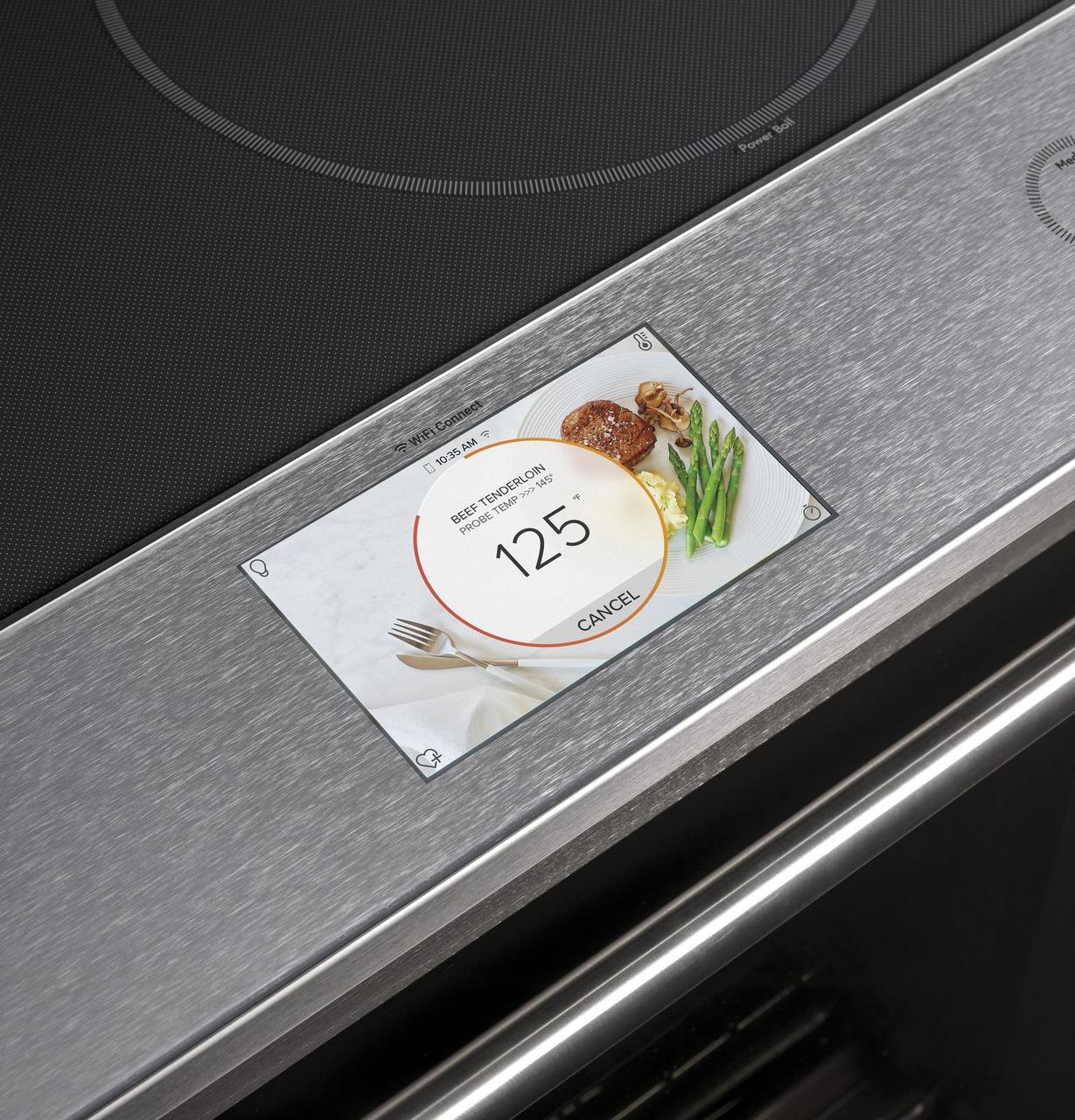 Cafe CHS90XM2NS5 CAF(EBACK)™ 30" Smart Slide-In, Front-Control, Induction and Convection Range with In-Oven Camera in Platinum Glass