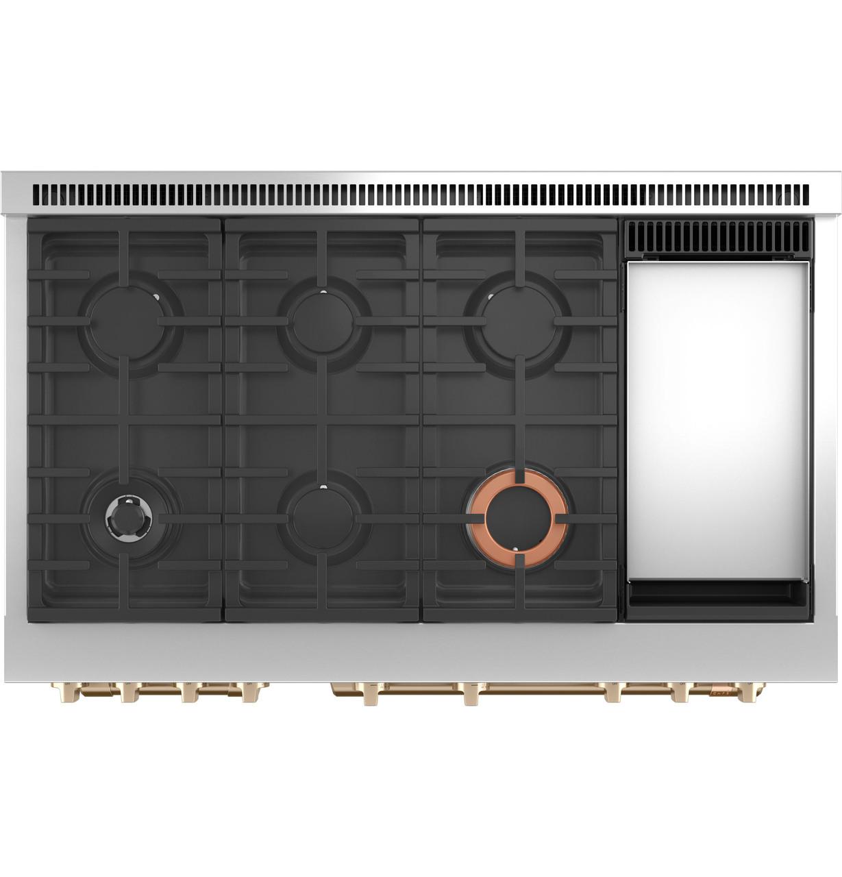 Cafe C2Y486P4TW2 CAF(EBACK)™ 48" Smart Dual-Fuel Commercial-Style Range with 6 Burners and Griddle (Natural Gas)