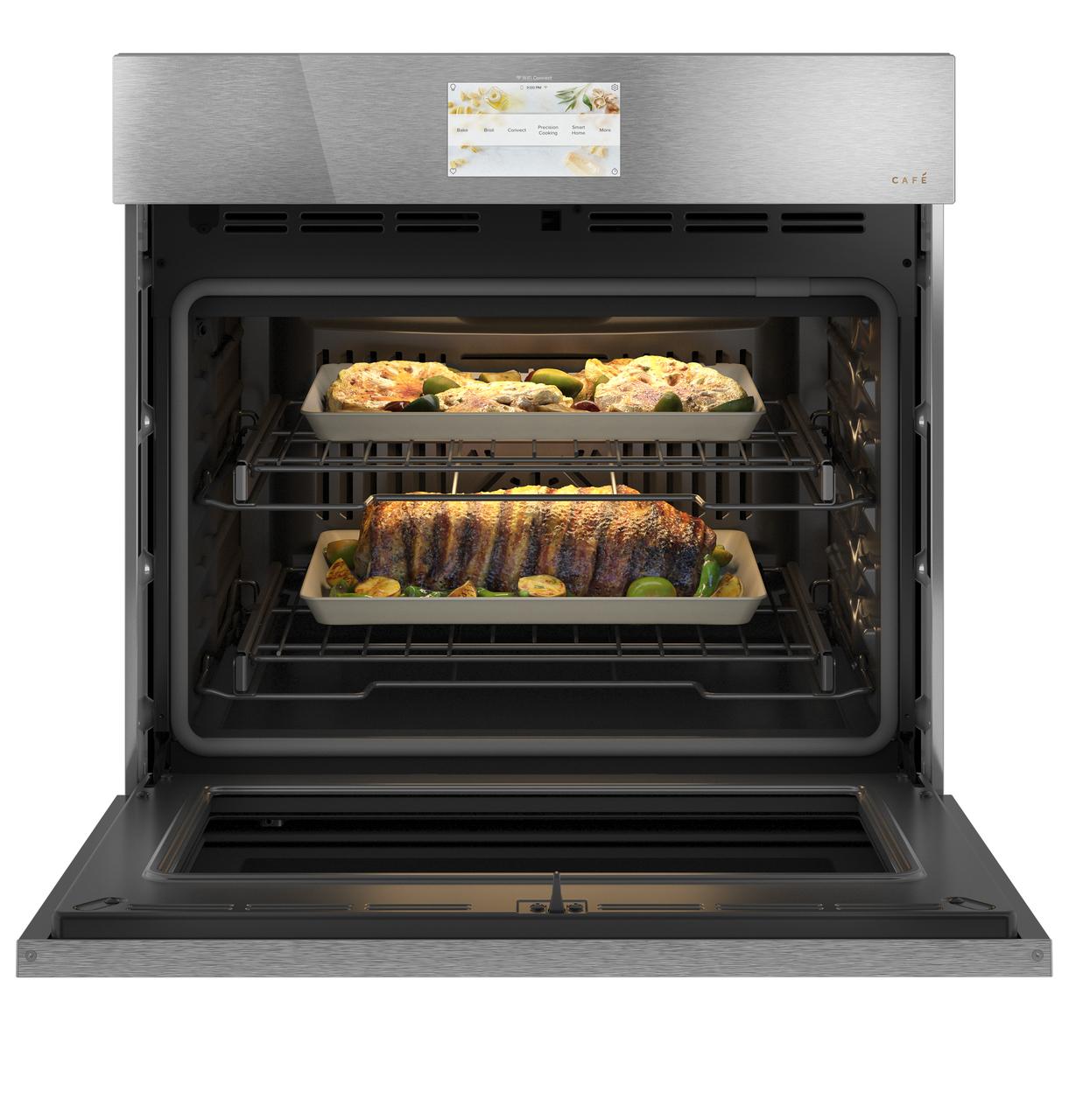 Cafe CTS90DM2NS5 Caf(eback)™ 30" Smart Built-In Convection Single Wall Oven in Platinum Glass