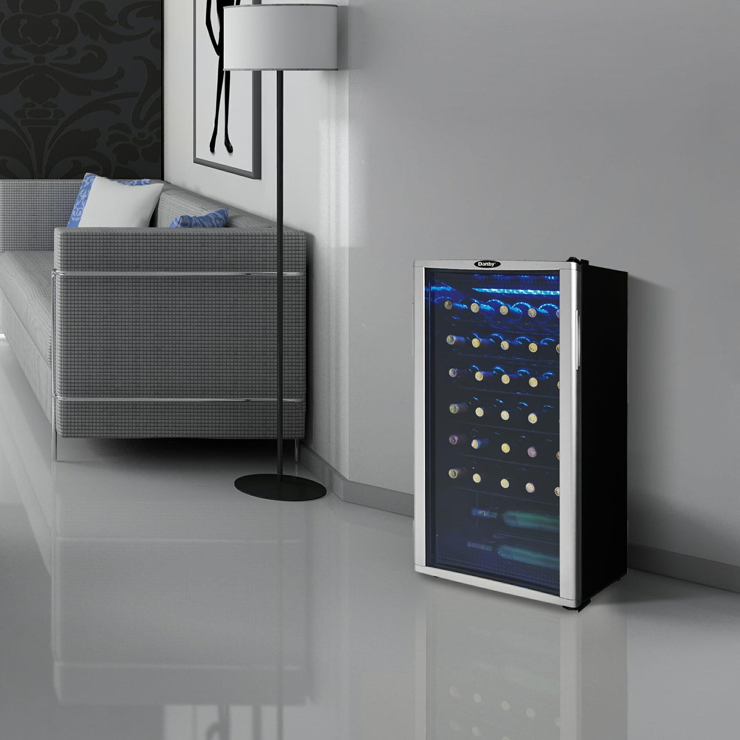 DWC350BLP Danby 36 Bottle Free-Standing Wine Cooler in Platinum