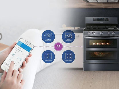 Samsung NX58M6850SG 5.8 cu ft. Smart Freestanding Gas Range with Flex Duo™ & Dual Door in Black Stainless Steel