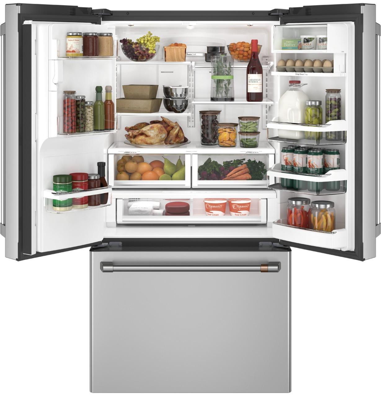 Cafe CYE22TP2MS1 CAF(EBACK)™ ENERGY STAR® 22.1 Cu. Ft. Smart Counter-Depth French-Door Refrigerator with Hot Water Dispenser