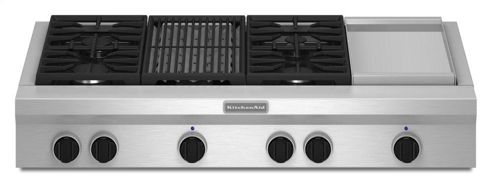 Kitchenaid 48-Inch 4 Burner Gas Rangetop, Commercial-Style - Stainless Steel