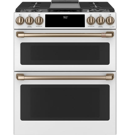 Cafe C2S950P4MW2 CAF(EBACK)™ 30" Smart Slide-In, Front-Control, Dual-Fuel, Double-Oven Range with Convection