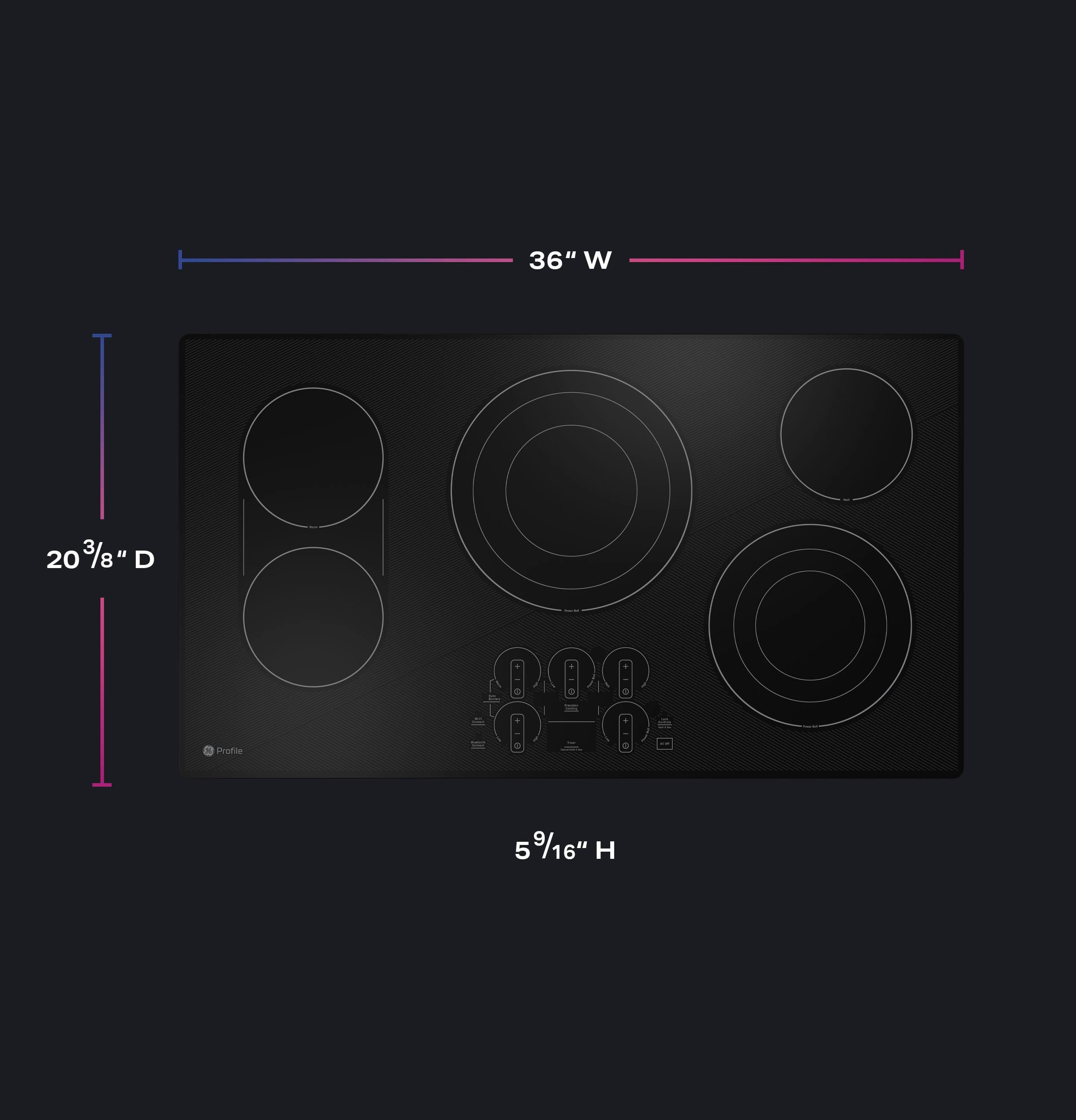 PEP9036DTBB GE Profile™ 36" Built-In Touch Control Cooktop