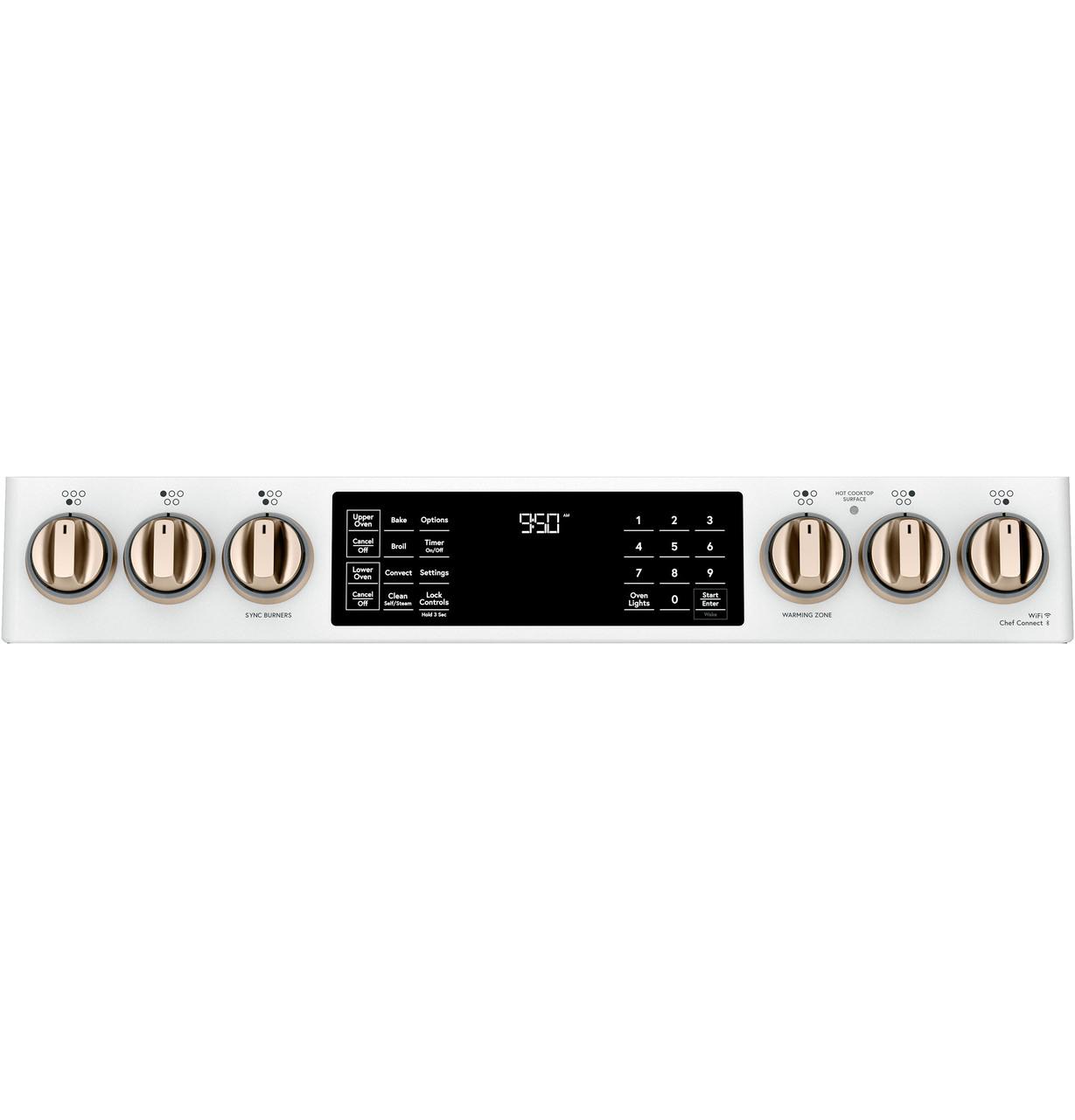 Cafe CHS950P4MW2 CAF(EBACK)™ 30" Smart Slide-In, Front-Control, Induction and Convection Double-Oven Range