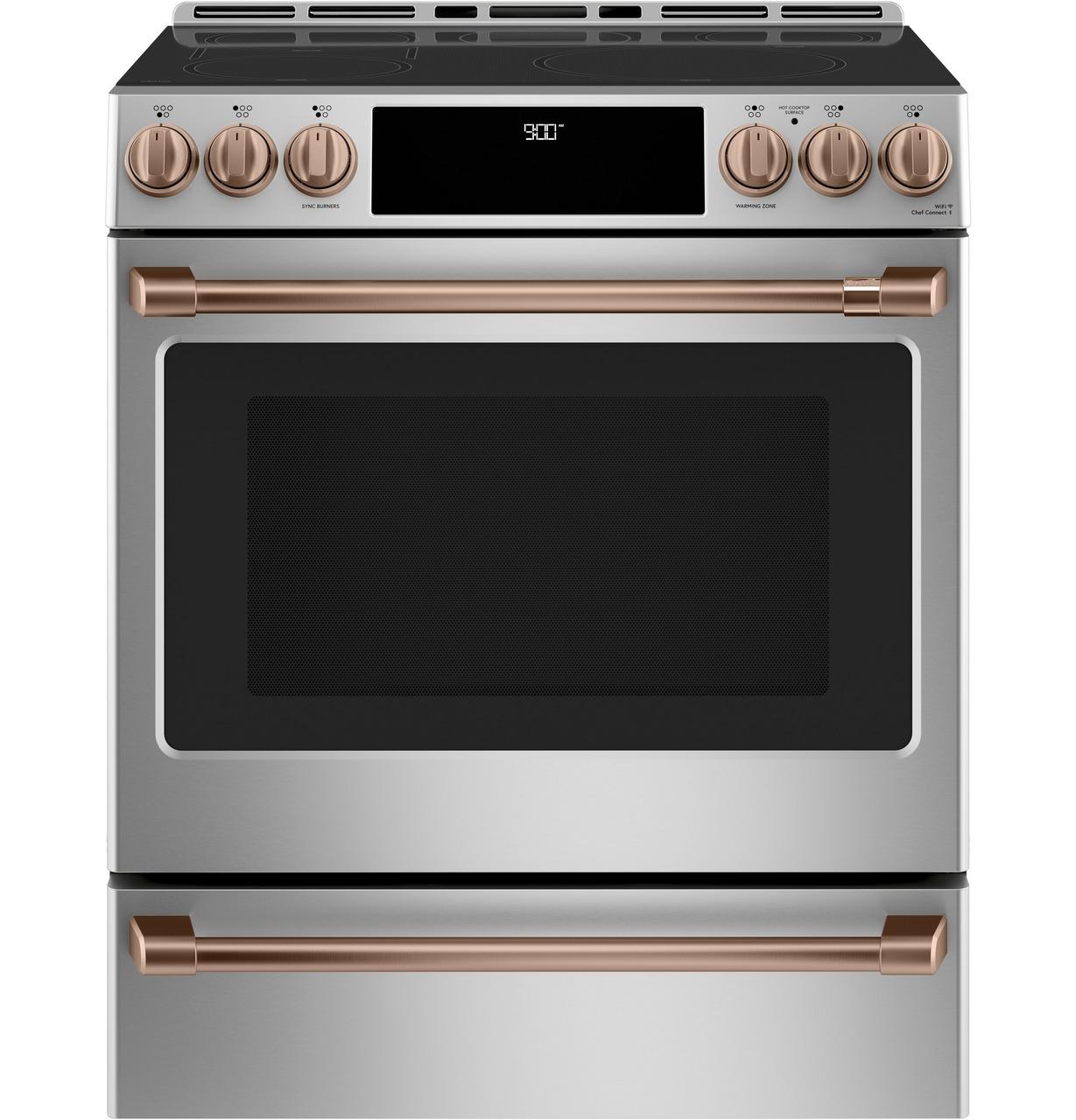 Cafe CHS900P2MS1 CAF(EBACK)™ 30" Smart Slide-In, Front-Control, Induction and Convection Range with Warming Drawer