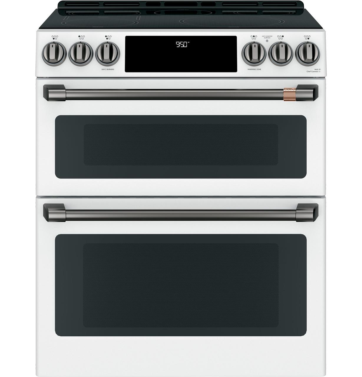 Cafe CHS950P4MW2 CAF(EBACK)™ 30" Smart Slide-In, Front-Control, Induction and Convection Double-Oven Range