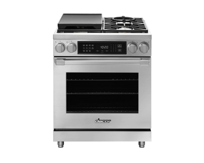 Dacor HDPR30SLP Dual Fuel Pro Range, Silver Stainless Steel, Liquid Propane