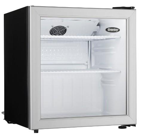 DAG016A1BDB Danby 1.6 cu. ft. Compact Glass Door Fridge in Platinum