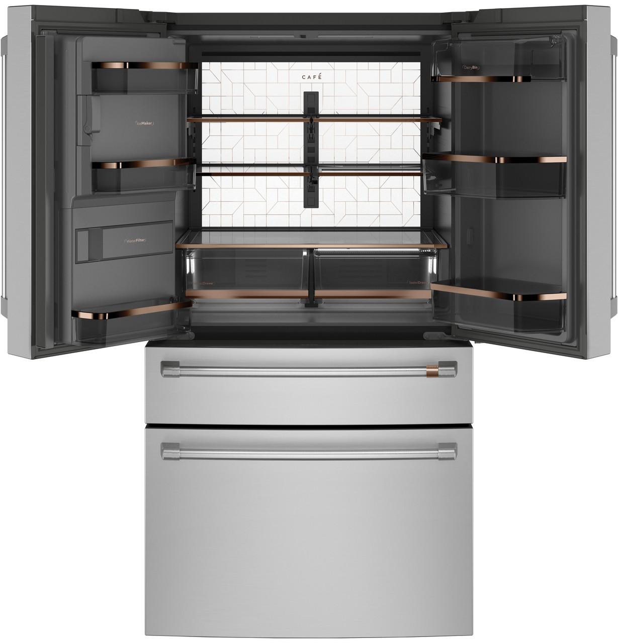 Cafe CXE22DP2PS1 CAF(EBACK)™ ENERGY STAR® 22.3 Cu. Ft. Smart Counter-Depth 4-Door French-Door Refrigerator