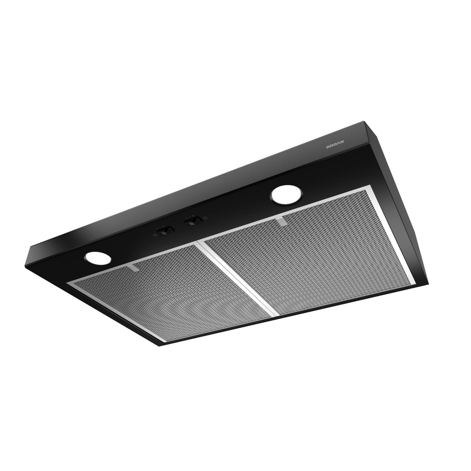 Broan Glacier 24-Inch 300 Max Blower CFM 5 Sones Black Range Hood