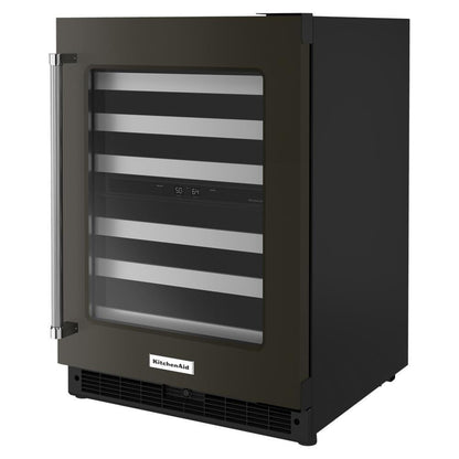 Kitchenaid KUWR314KBS 24" Undercounter Wine Cellar with Glass Door and Metal-Front Racks