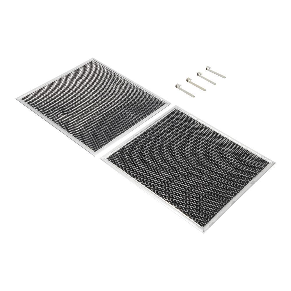 Whirlpool W10905733 Range Hood Charcoal Filter, Silver, with (2) 16 1/2" X 11 1/2" filters, and 4 spring clips