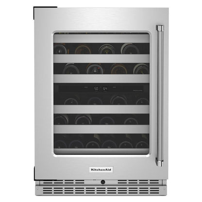 Kitchenaid KUWL314KSS 24" Undercounter Wine Cellar with Glass Door and Metal-Front Racks