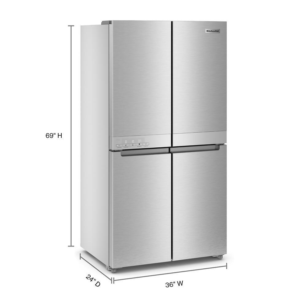 Kitchenaid KRQC506MPS 19.4 cu. ft. 36-inch wide Counter-Depth 4-Door Refrigerator with PrintShield™ Finish