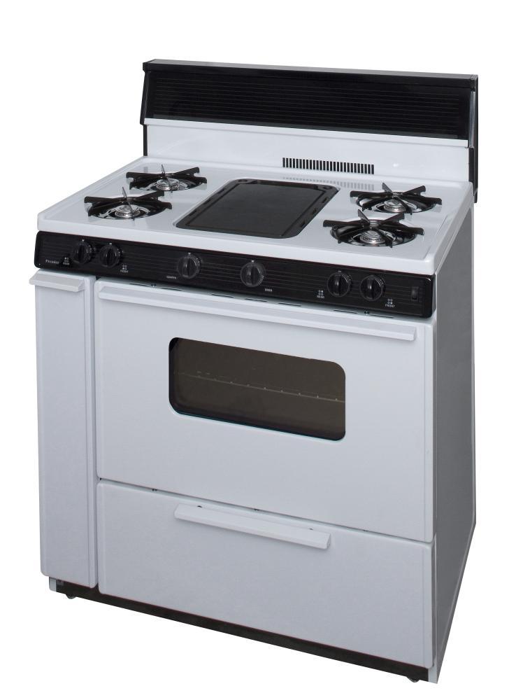 Premier BLK5S9WP 36 in. Freestanding Battery-Generated Spark Ignition Gas Range in White