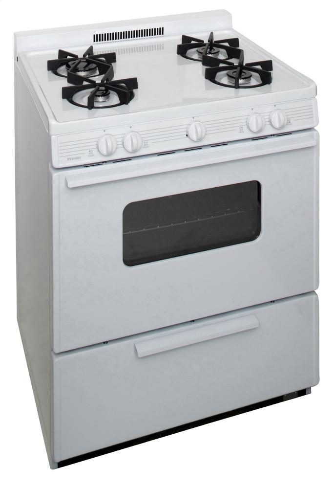Premier 30 in. Freestanding Battery-Generated Spark Ignition Gas Range in White