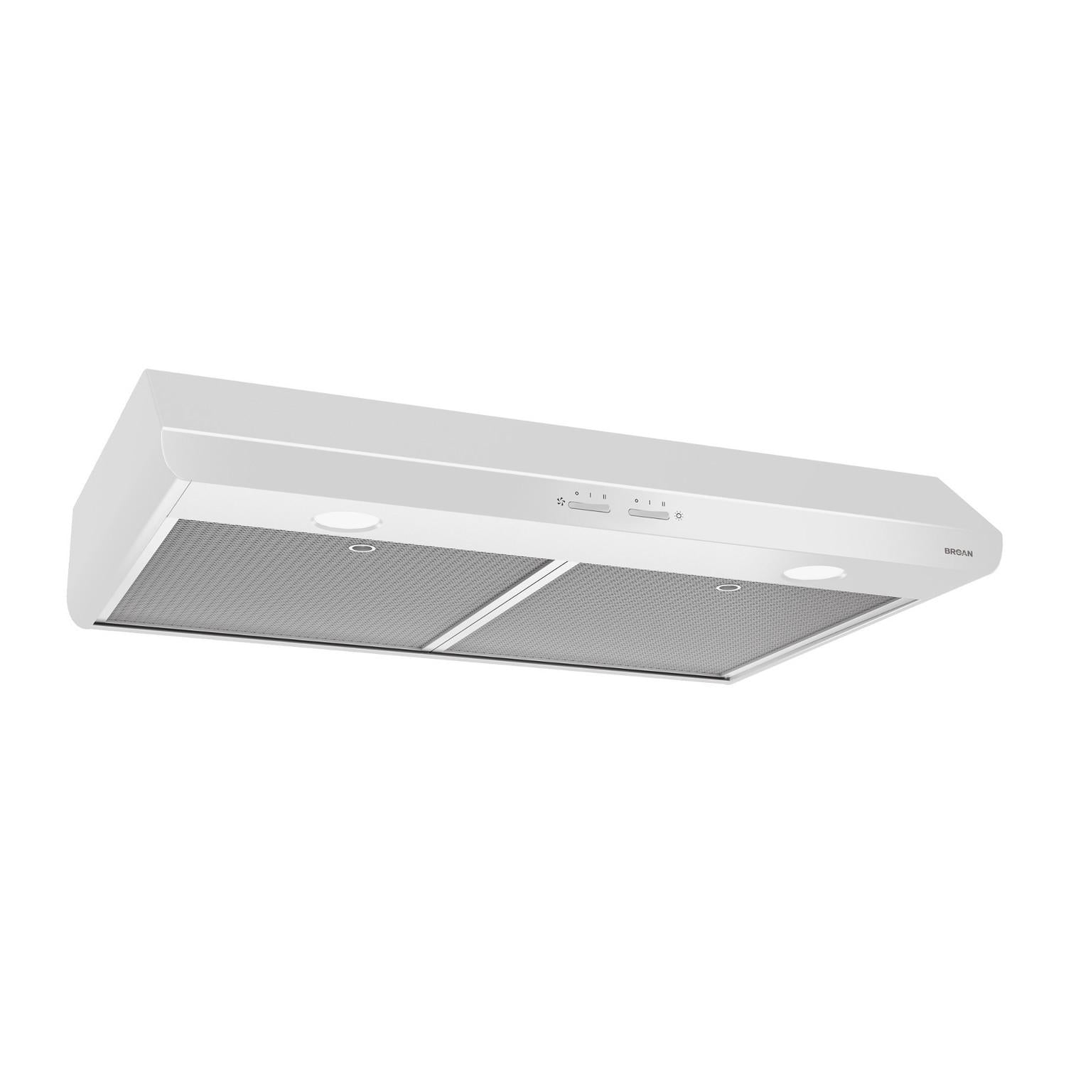 Broan 30-Inch 300 Max Blower CFM 5.0 Sones White Range Hood