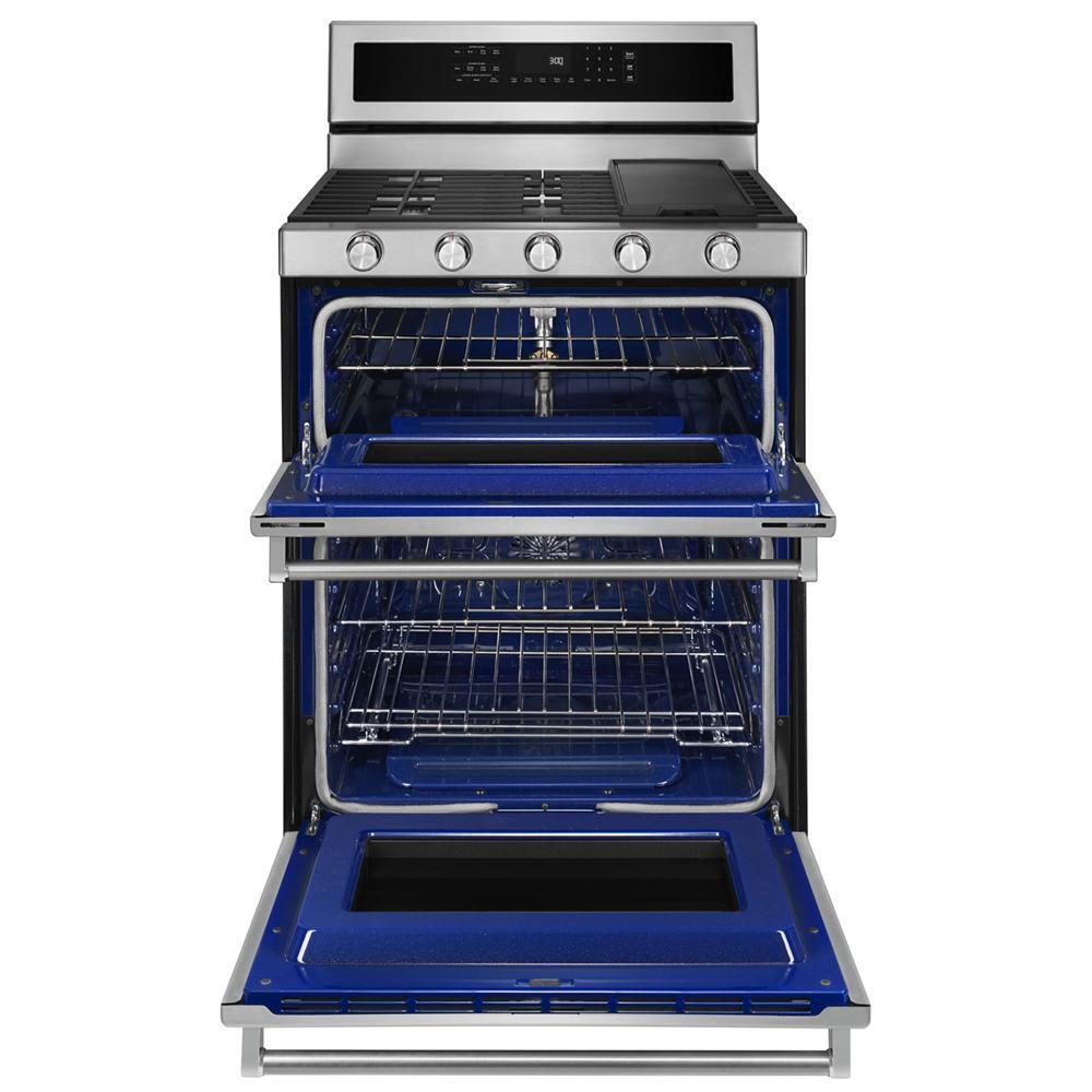 Kitchenaid KFGD500ESS 30-Inch 5 Burner Gas Double Oven Convection Range