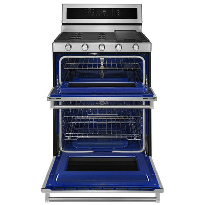 Kitchenaid KFGD500ESS 30-Inch 5 Burner Gas Double Oven Convection Range
