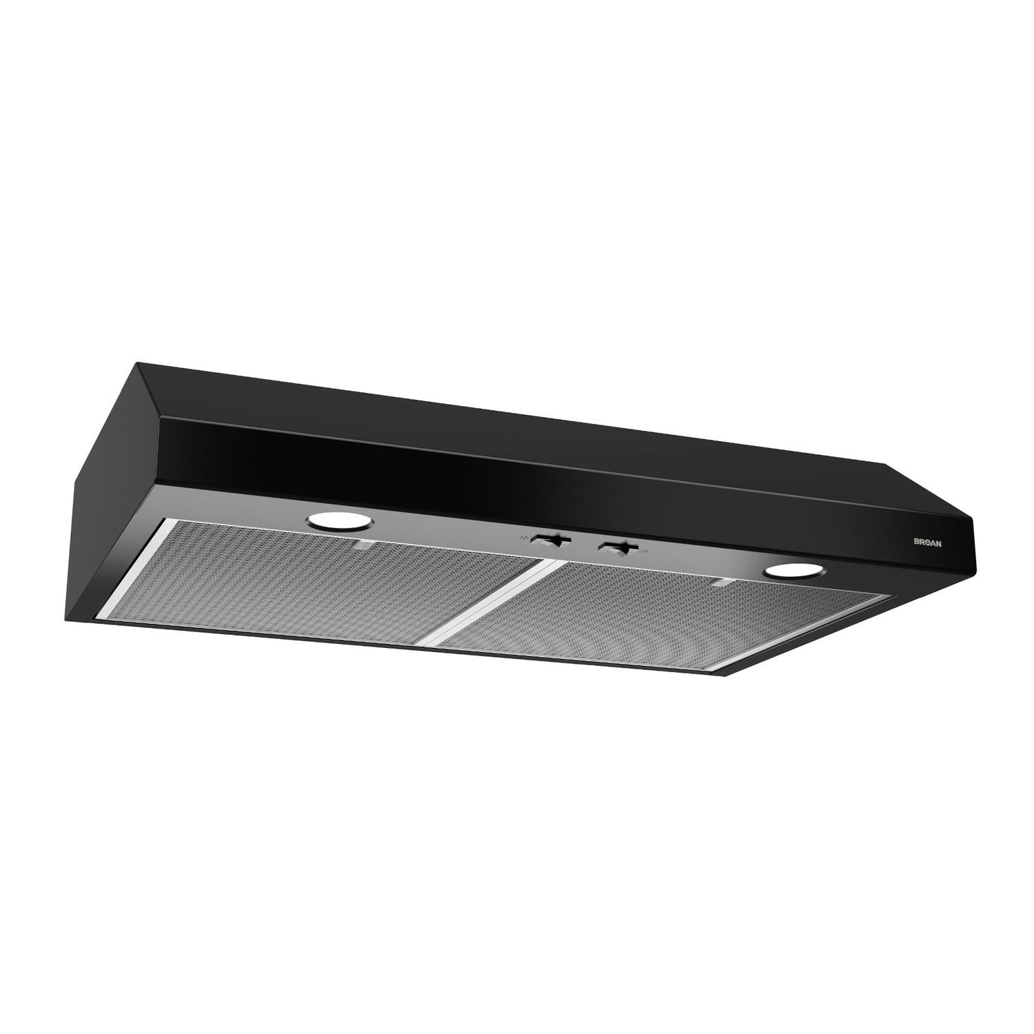 Broan Glacier 24-Inch 300 Max Blower CFM 5 Sones Black Range Hood