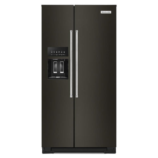 Kitchenaid KRSC703HBS 22.6 cu ft. Counter-Depth Side-by-Side Refrigerator with Exterior Ice and Water and PrintShield™ finish