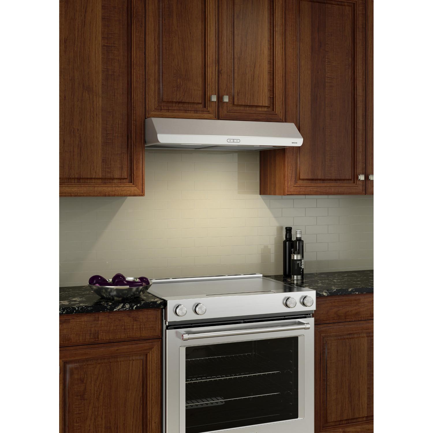 Broan® 36-Inch Convertible Under-Cabinet Range Hood, 300 Max Blower CFM, Stainless Steel