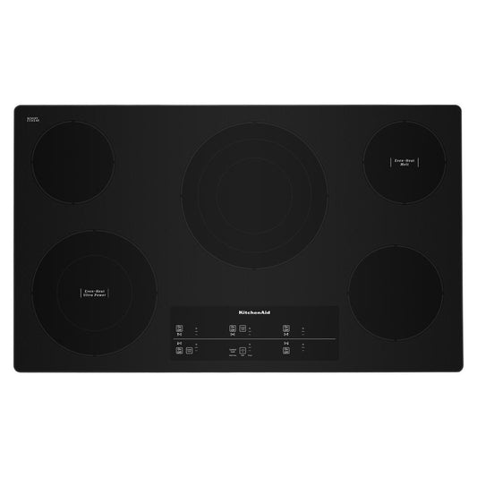 Kitchenaid KCES956KSS 36" Electric Cooktop with 5 Elements and Touch-Activated Controls